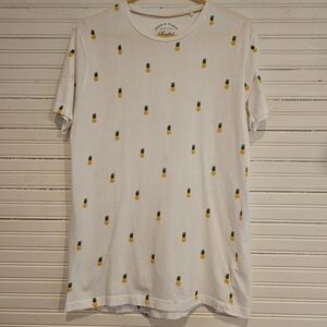 Rick Singh Denim And Flower White Pineapple Sueded Slim Fit T Shirt Mens Size M